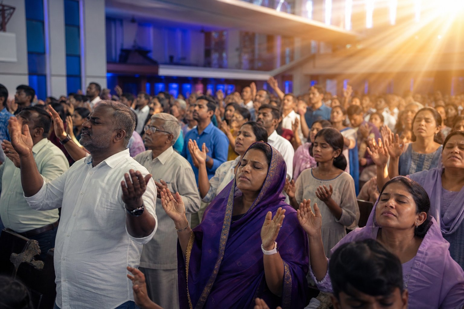 A congregation worshipping together in peace